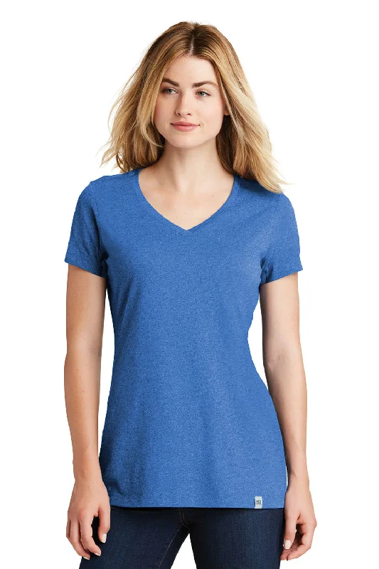New Era Womens Heritage Short Sleeve V-Neck T-Shirt - Heather Royal Blue Fleece Nylon Spandex New Era Womens Heritage Short Sleeve V-Neck T-Shirt - Heather Royal Blue Fleece Nylon Spandex