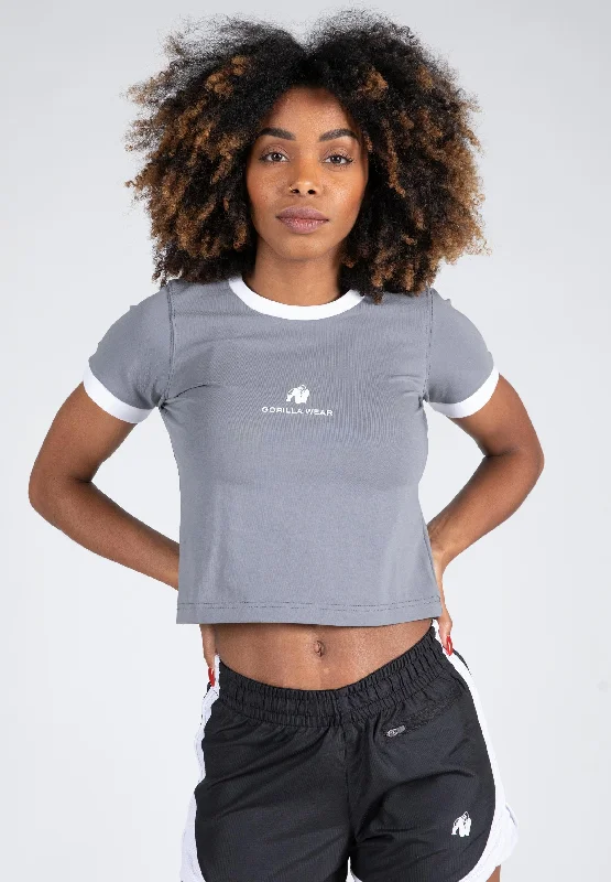 New Orleans Cropped T-shirt - Gray Lace Blend Ribbed Blend Corduroy Blend