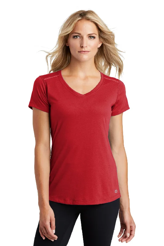 Ogio Womens Endurance Peak Jersey Moisture Wicking Short Sleeve V-Neck T-Shirt - Ripped Red - Closeout Anti-Shrink Durable Soft Ogio Womens Endurance Peak Jersey Moisture Wicking Short Sleeve V-Neck T-Shirt - Ripped Red - Closeout Anti-Shrink Durable Soft