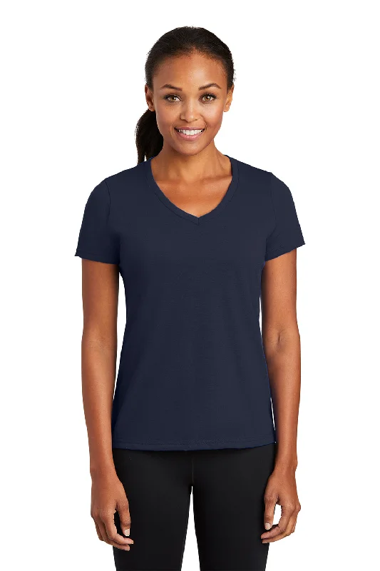 Port & Company Womens Dry Zone Performance Moisture Wicking Short Sleeve V-Neck T-Shirt - Deep Navy Blue Houndstooth Herringbone Solid Port & Company Womens Dry Zone Performance Moisture Wicking Short Sleeve V-Neck T-Shirt - Deep Navy Blue Houndstooth Herringbone Solid