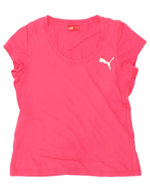 PUMA Womens T-Shirt Top UK 14 Medium Pink Cotton Graphic T-Shirt Round Neck Polyester PUMA Womens T-Shirt Top UK 14 Medium Pink Cotton Graphic T-Shirt Round Neck Polyester