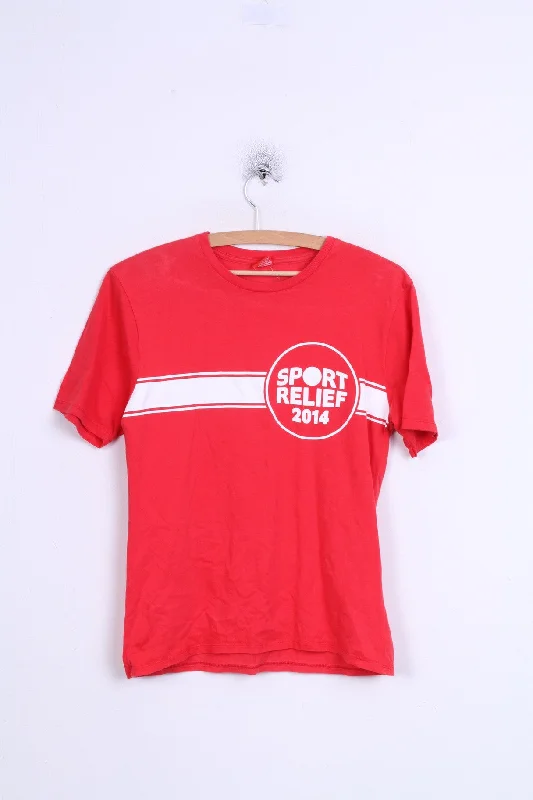 Sport Relief 2014 Womens XS T-Shirt Red Crew Neck Cotton Swim Run Cycle Houndstooth Herringbone Solid Sport Relief 2014 Womens XS T-Shirt Red Crew Neck Cotton Swim Run Cycle Houndstooth Herringbone Solid