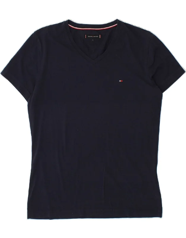 TOMMY HILFIGER Womens T-Shirt Top UK 16 Large Navy Blue Cotton Front Pockets Side Pockets Patch Pockets TOMMY HILFIGER Womens T-Shirt Top UK 16 Large Navy Blue Cotton Front Pockets Side Pockets Patch Pockets