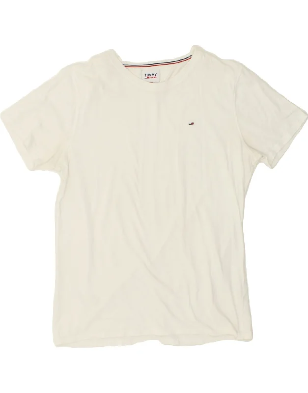 TOMMY HILFIGER Womens T-Shirt Top UK 16 Large White Cotton Embroidered Appliqued Beaded TOMMY HILFIGER Womens T-Shirt Top UK 16 Large White Cotton Embroidered Appliqued Beaded