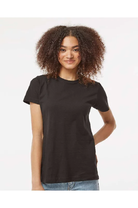 Tultex Womens Fine Jersey Classic Fit Short Sleeve Crewneck T-Shirt - Black - NEW Ribbed Striped Patterned Tultex Womens Fine Jersey Classic Fit Short Sleeve Crewneck T-Shirt - Black - NEW Ribbed Striped Patterned