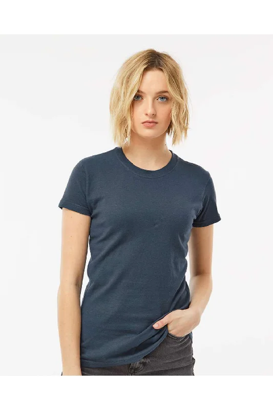Tultex Womens Fine Jersey Slim Fit Short Sleeve Crewneck T-Shirt - Indigo Blue - NEW Fashionable Trendy Casual Tultex Womens Fine Jersey Slim Fit Short Sleeve Crewneck T-Shirt - Indigo Blue - NEW Fashionable Trendy Casual