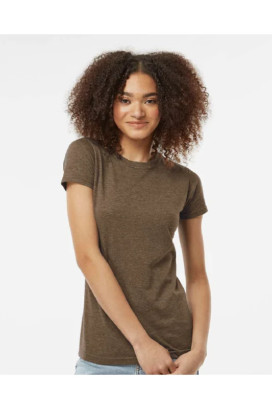 Tultex Womens Poly-Rich Short Sleeve Crewneck T-Shirt - Heather Brown - NEW Beaded Sequined Faux Fur Tultex Womens Poly-Rich Short Sleeve Crewneck T-Shirt - Heather Brown - NEW Beaded Sequined Faux Fur