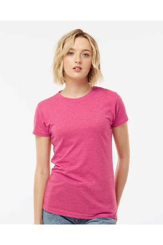 Tultex Womens Poly-Rich Short Sleeve Crewneck T-Shirt - Heather Fuchsia Pink - NEW Machine Wash Dry Clean Hand Wash Tultex Womens Poly-Rich Short Sleeve Crewneck T-Shirt - Heather Fuchsia Pink - NEW Machine Wash Dry Clean Hand Wash