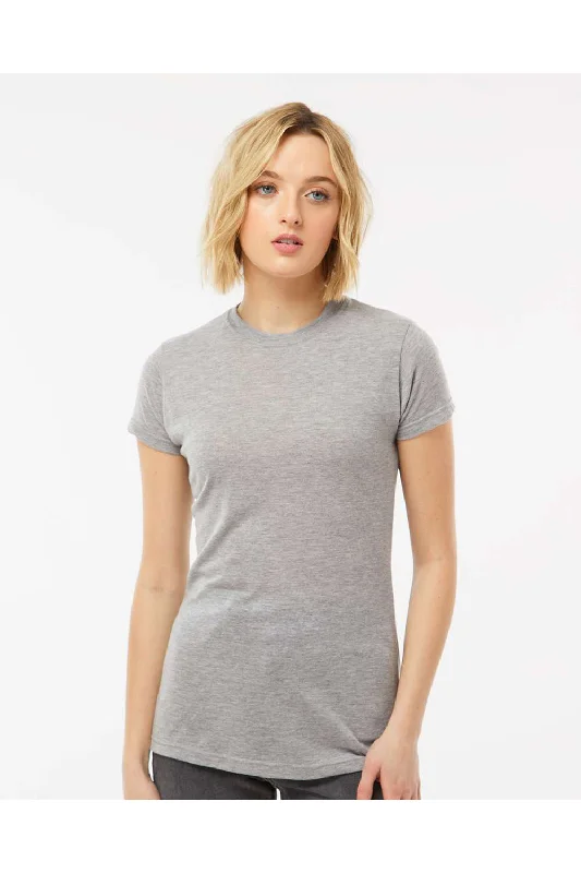 Tultex Womens Poly-Rich Short Sleeve Crewneck T-Shirt - Heather Grey - NEW Zippered Buttoned Snapped Tultex Womens Poly-Rich Short Sleeve Crewneck T-Shirt - Heather Grey - NEW Zippered Buttoned Snapped