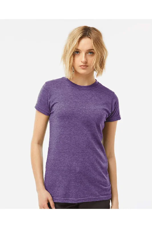 Tultex Womens Poly-Rich Short Sleeve Crewneck T-Shirt - Heather Purple - NEW Solid Color Striped Floral Tultex Womens Poly-Rich Short Sleeve Crewneck T-Shirt - Heather Purple - NEW Solid Color Striped Floral