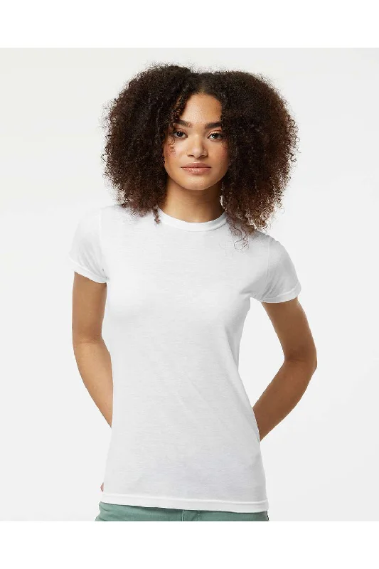 Tultex Womens Poly-Rich Short Sleeve Crewneck T-Shirt - White - NEW Thin T-Shirt Open Front Quick Dry Tultex Womens Poly-Rich Short Sleeve Crewneck T-Shirt - White - NEW Thin T-Shirt Open Front Quick Dry