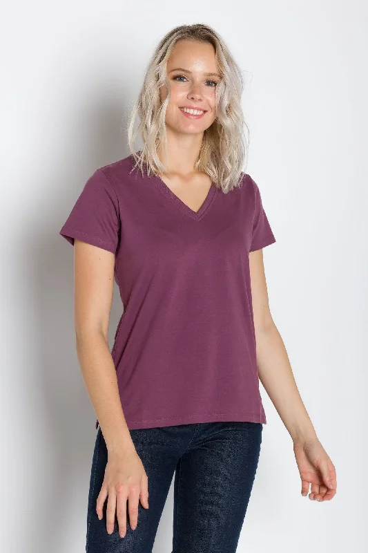 Vanessa Heavy Tee | Women's Anti-Stain Deep V-Neck T-Shirt Zippered Front Buttoned Front Snap Front Vanessa Heavy Tee | Women's Anti-Stain Deep V-Neck T-Shirt Zippered Front Buttoned Front Snap Front