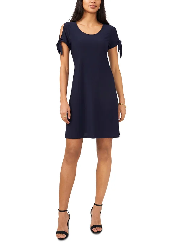 Womens Jersey Tie Sleeves T-Shirt Dress Chenille Blend Fleece Blend Nylon Blend