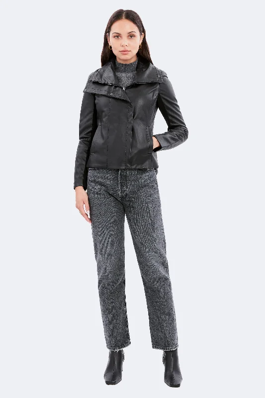 Angular leather jacket Cardigan Sweater Pullover
