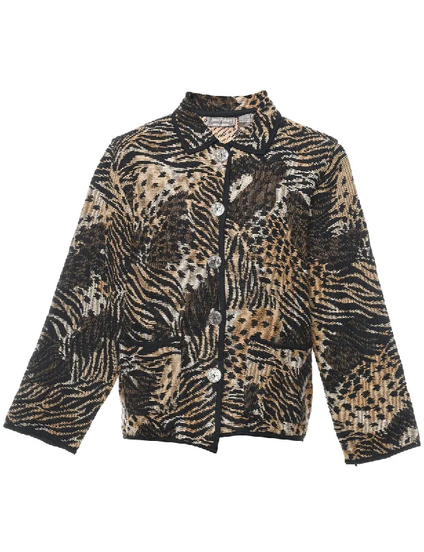Animal Print Tapestry Jacket - M Elasticated Jacket Padded Jacket Insulated Jacket