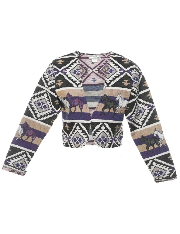 Aztec Print Multi-Colour Jacket - S Snapped Jacket Toggled Jacket Drawstring Jacket
