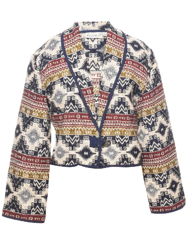 Aztec Print Tapestry Jacket - M Jersey Jacket Tulle Jacket Batik Jacket
