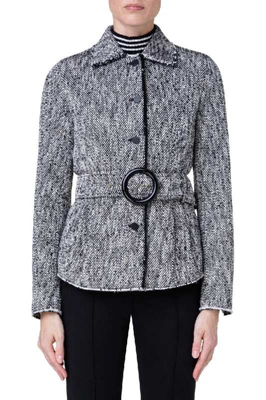 Belted Tweed Jacket Fleece Jacket Down Jacket Feather Jacket