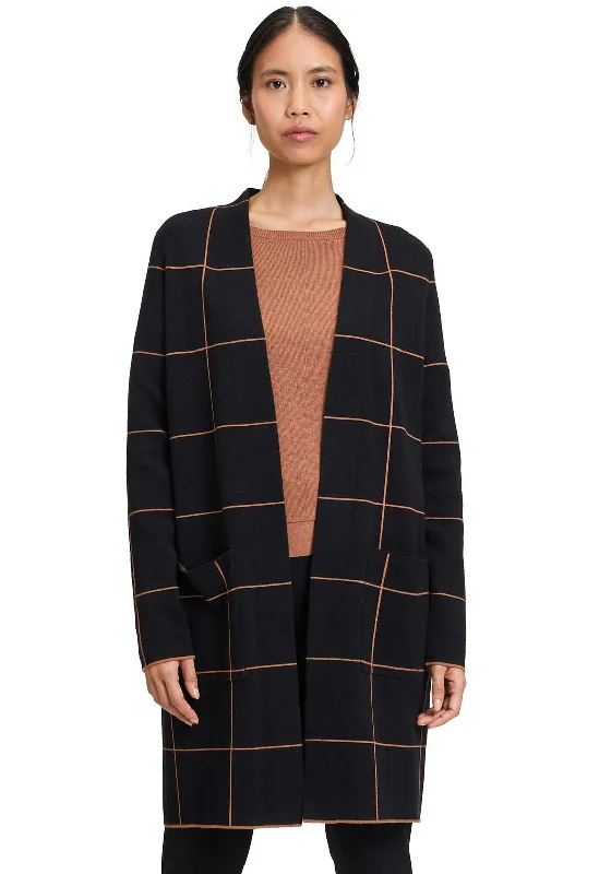 Betty Barclay Grid Knit Open Cardigan, Black Iron Safe Non-Iron Wrinkle Free