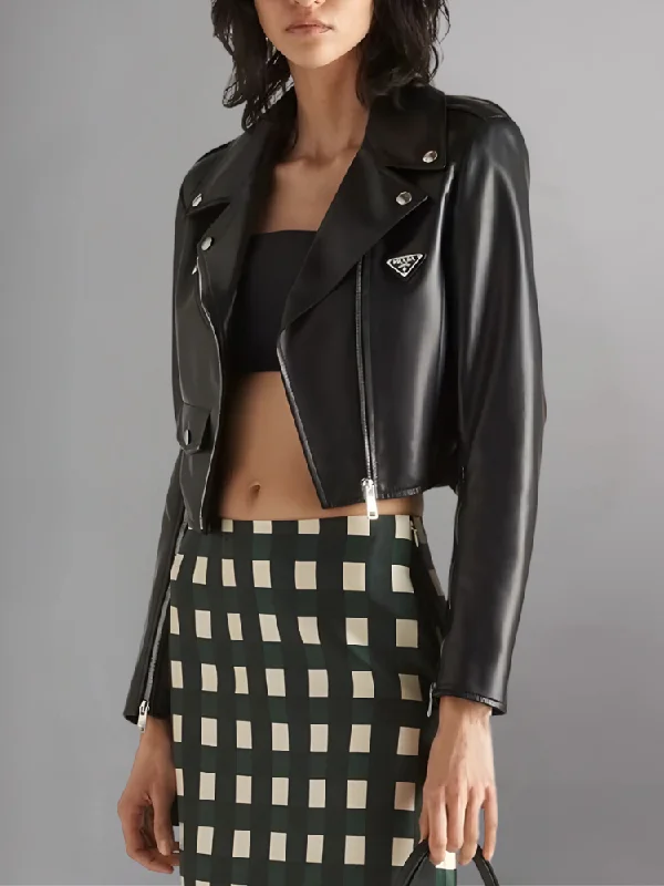 Women's Biker Napa Leather Jacket Tailored Jacket Straight Jacket A-Line Jacket