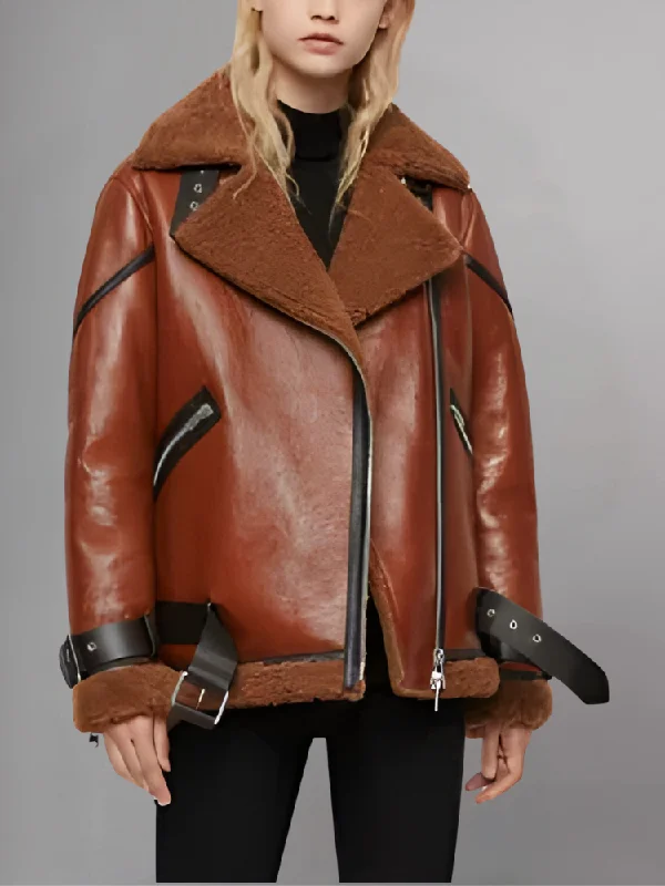 Blanche Rusty Brown Oversized Shearling Jacket Hoodie Zip-Up Jacket Button-Up Jacket Blanche Rusty Brown Oversized Shearling Jacket Hoodie Zip-Up Jacket Button-Up Jacket