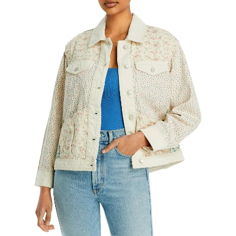 [BLANKNYC] Womens Denim Floral Denim Jacket Herringbone Jacket Houndstooth Jacket Plaid Jacket