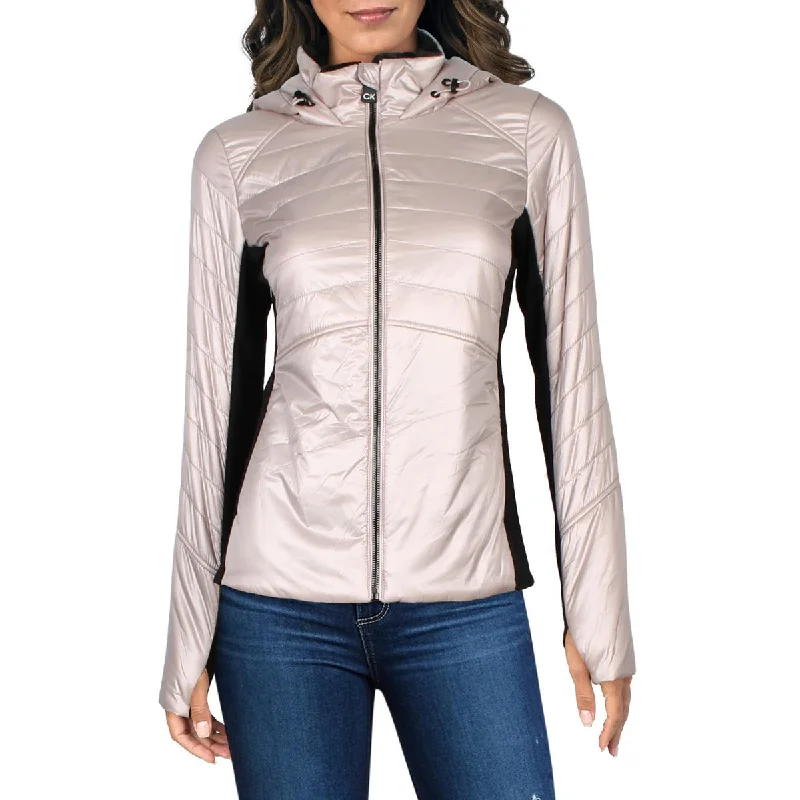Calvin Klein Performance Womens Quilted Colorblock Puffer Jacket Rayon Fabric Velvet Fabric Corduroy Fabric Calvin Klein Performance Womens Quilted Colorblock Puffer Jacket Rayon Fabric Velvet Fabric Corduroy Fabric
