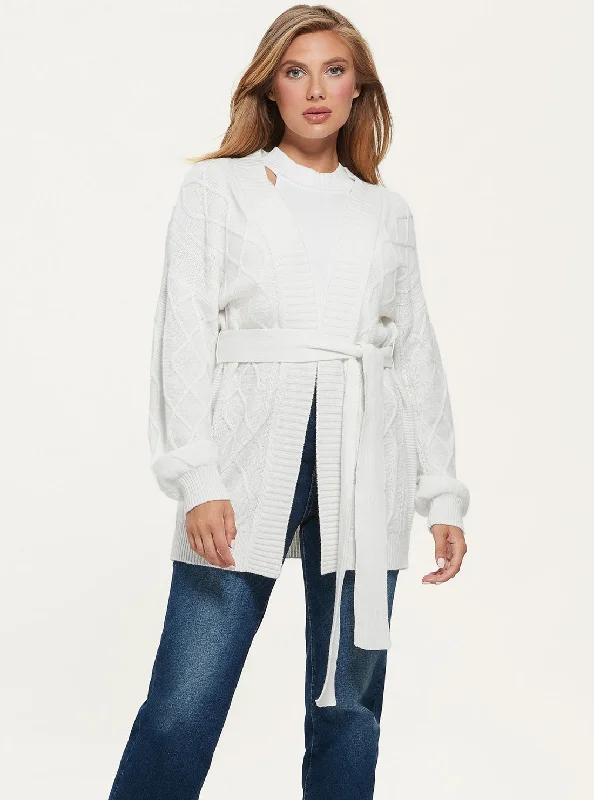 Cream White Edwige Cardigan Fitted Slim Tailored