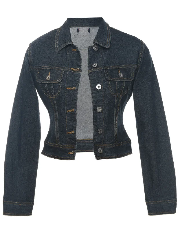 Cropped 1990s Denim Jacket - XS Notch Collar Jacket Peter Pan Collar Jacket Cowl Neck Jacket Cropped 1990s Denim Jacket - XS Notch Collar Jacket Peter Pan Collar Jacket Cowl Neck Jacket