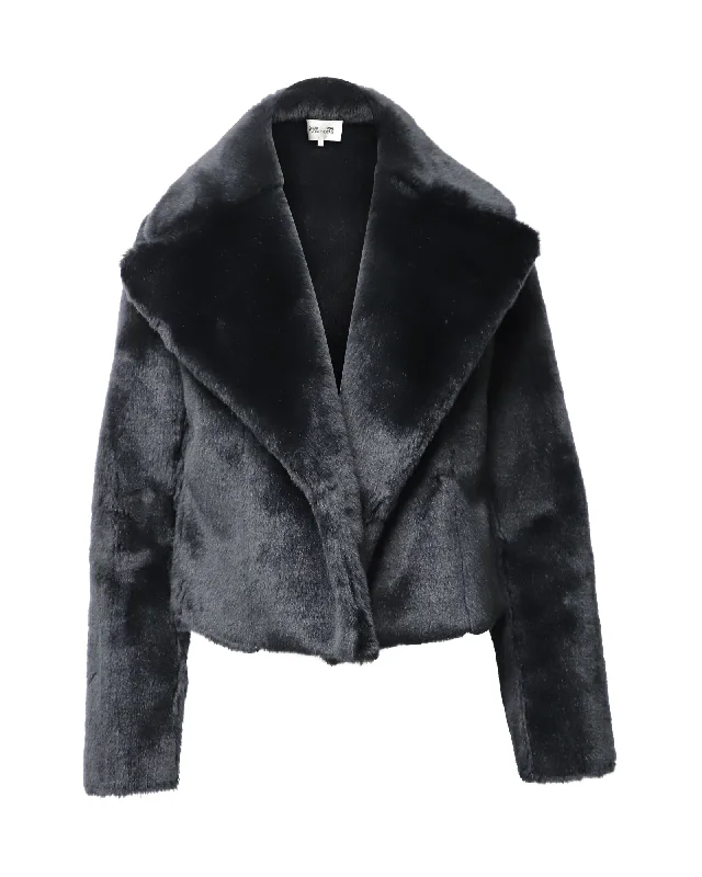 Diane Von Furstenberg Faux Fur Cropped Jacket in Black Acrylic Insulated Jacket Fitted Jacket Loose Jacket Diane Von Furstenberg Faux Fur Cropped Jacket in Black Acrylic Insulated Jacket Fitted Jacket Loose Jacket