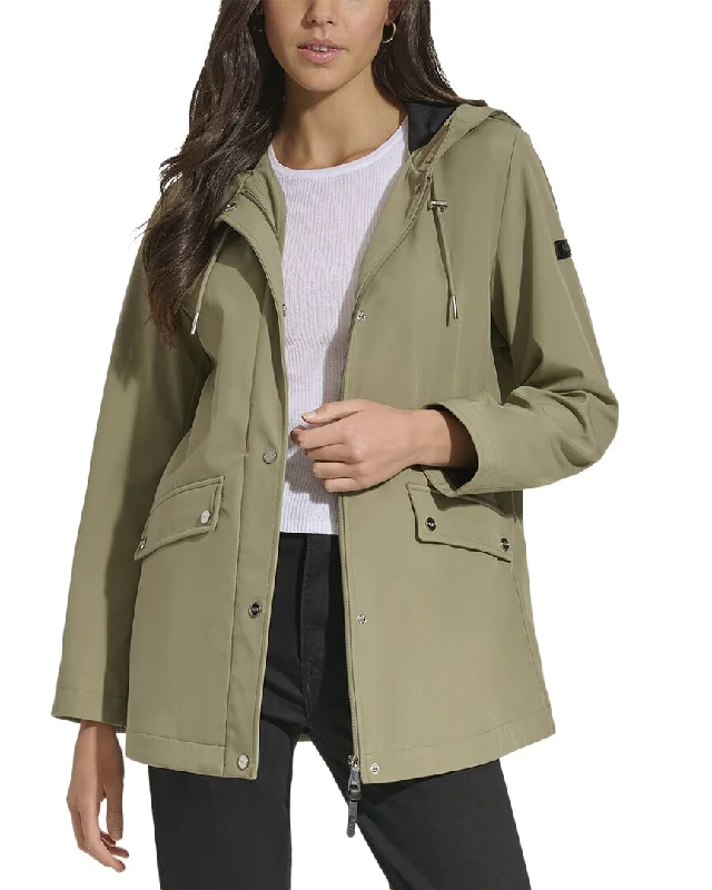 DKNY Hooded Rain Jacket Wool Jacket Cashmere Jacket Tweed Jacket