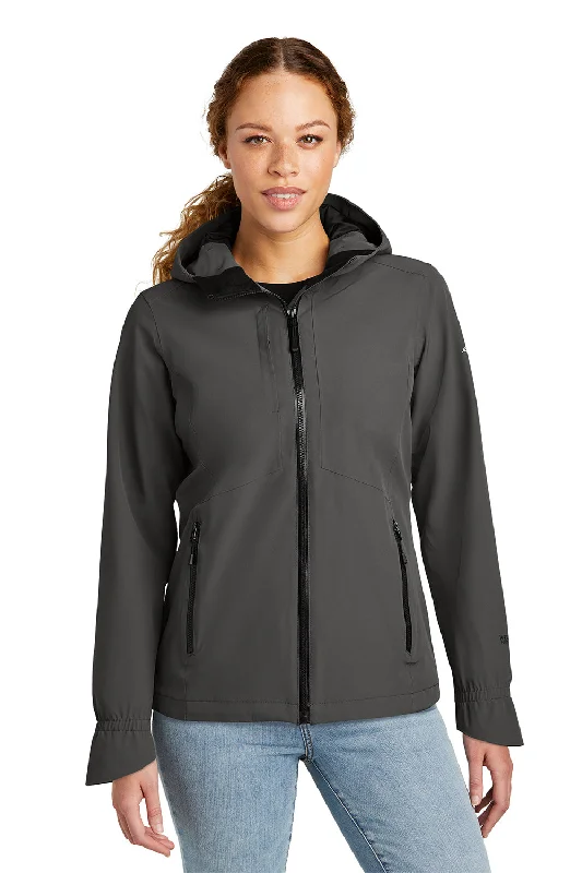 Eddie Bauer Womens WeatherEdge Plus Waterproof Full Zip Hooded Jacket - Iron Gate Grey Welt Pockets Slit Pockets Flap Pockets