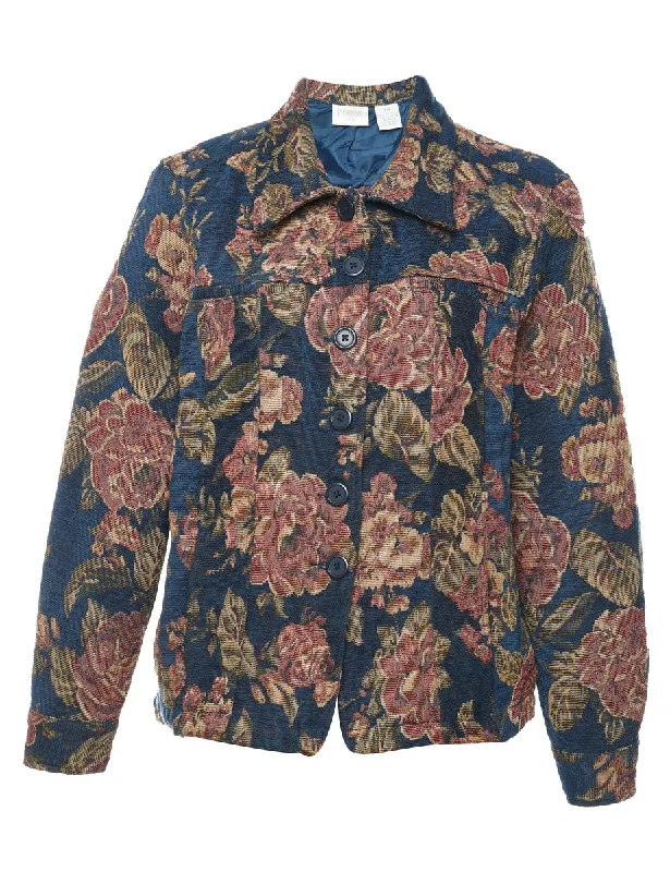 Floral Pattern Multi-Colour Tapestry Jacket - M Chenille Fabric Brocade Fabric Lace Fabric Floral Pattern Multi-Colour Tapestry Jacket - M Chenille Fabric Brocade Fabric Lace Fabric