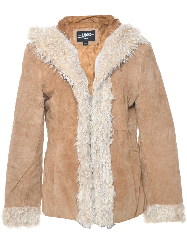 Hooded Suede Y2K Jacket - M Cotton Fabric Linen Fabric Terry Fabric