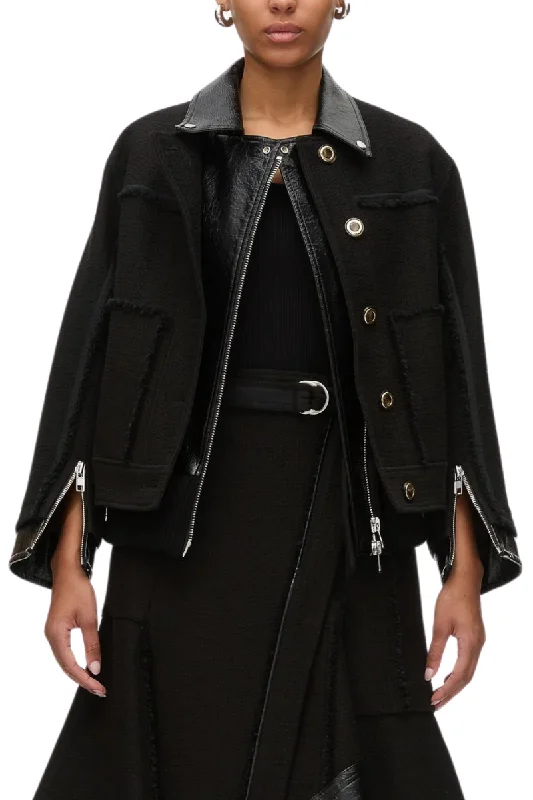 Hybrid Tweed Moto Jacket Faux Fur Fabric Real Fur Fabric Shearling Fabric