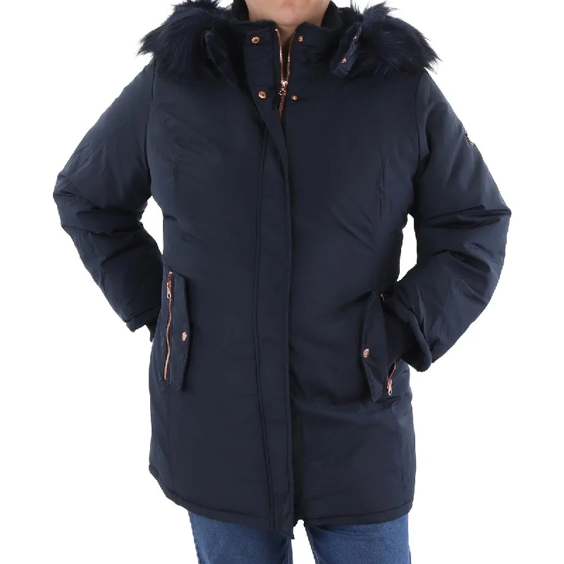 Jessica Simpson Womens Plus Insulated Faux Fur Hood Anorak Jacket Denim Fabric Leather Fabric Suede Fabric Jessica Simpson Womens Plus Insulated Faux Fur Hood Anorak Jacket Denim Fabric Leather Fabric Suede Fabric