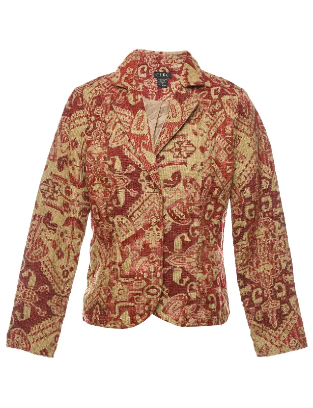 Maroon & Gold Tapestry Jacket - S Quilted Jacket Puffer Jacket Insulated Jacket