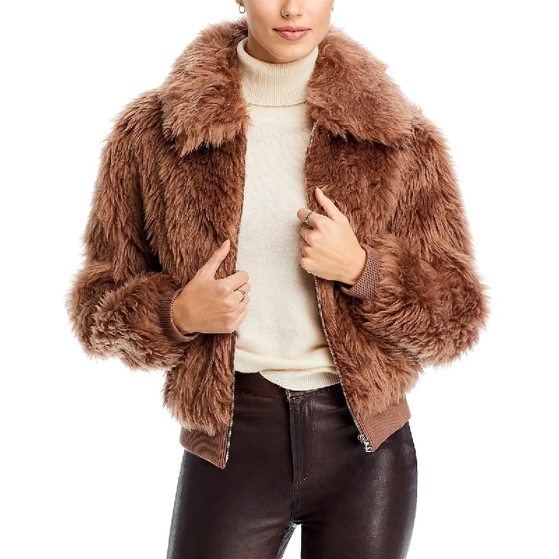 Meteo by Yves Salomon Womens Faux Fur Long Sleeves Bomber Jacket Knit Jacket Woven Jacket Fleece Jacket Meteo by Yves Salomon Womens Faux Fur Long Sleeves Bomber Jacket Knit Jacket Woven Jacket Fleece Jacket