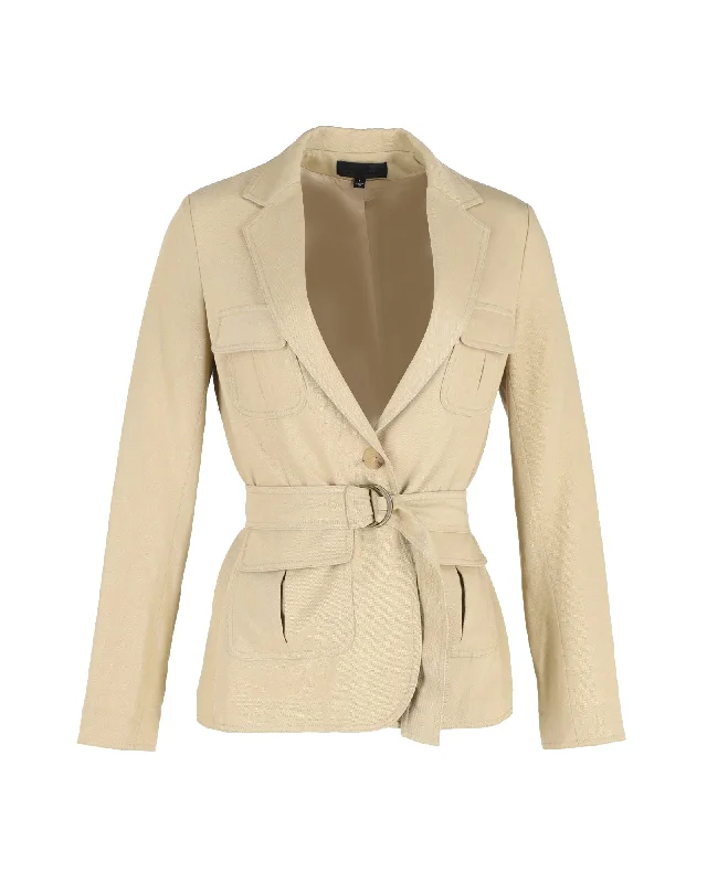 Nili Lotan Belted Utility Jacket in Beige Cotton Anorak Shell Jacket Lightweight Jacket Nili Lotan Belted Utility Jacket in Beige Cotton Anorak Shell Jacket Lightweight Jacket