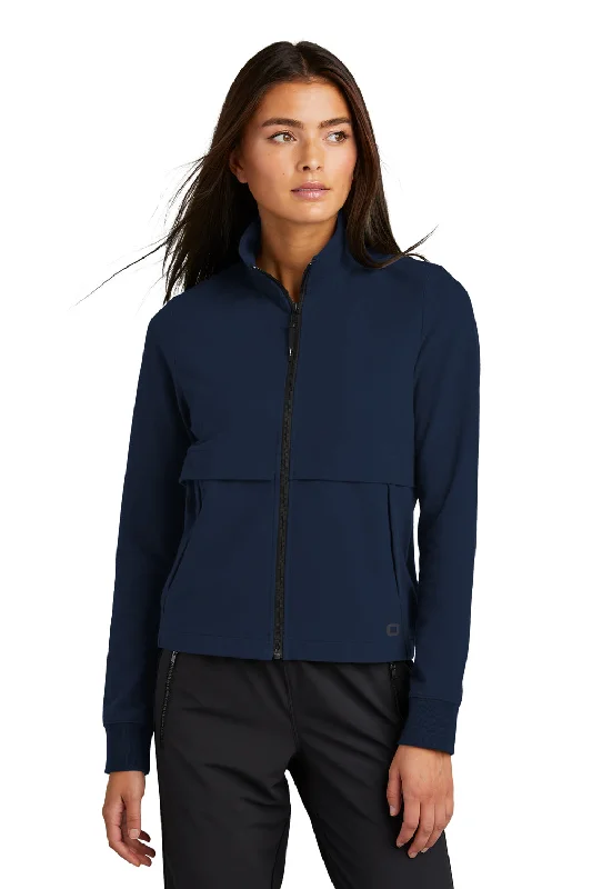 Ogio Womens Outstretch Full Zip Jacket - River Navy Blue Welt Pockets Slit Pockets Flap Pockets Ogio Womens Outstretch Full Zip Jacket - River Navy Blue Welt Pockets Slit Pockets Flap Pockets