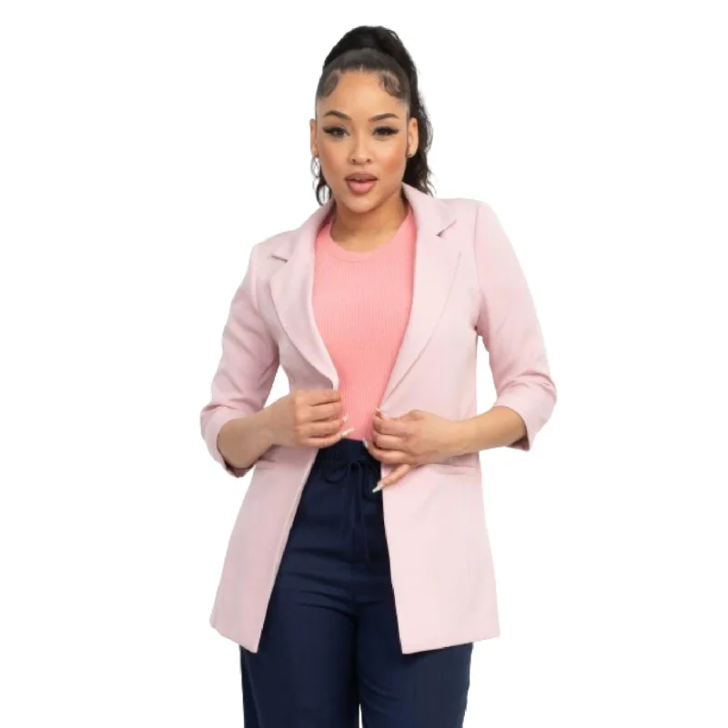 Open Front Notch Solid Jacket Fitted Jacket Loose Jacket Oversized Jacket