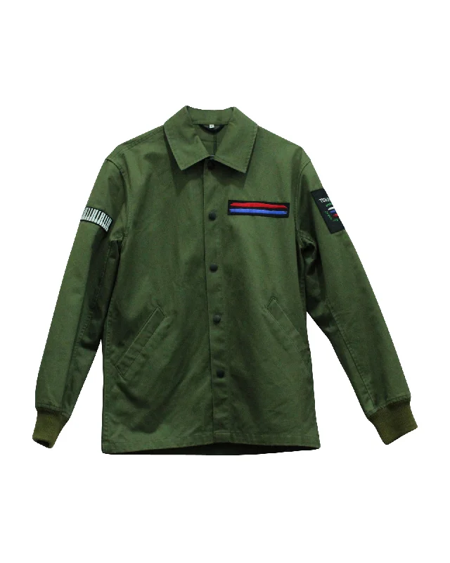 Opening Ceremony Symphony Patch Coach Jacket in Green Cotton Zippered Jacket Buttoned Jacket Snapped Jacket Opening Ceremony Symphony Patch Coach Jacket in Green Cotton Zippered Jacket Buttoned Jacket Snapped Jacket