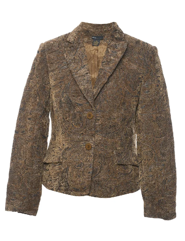 Paisley Pattern Black & Gold Tapestry Jacket - M Front Pockets Side Pockets Patch Pockets Paisley Pattern Black & Gold Tapestry Jacket - M Front Pockets Side Pockets Patch Pockets