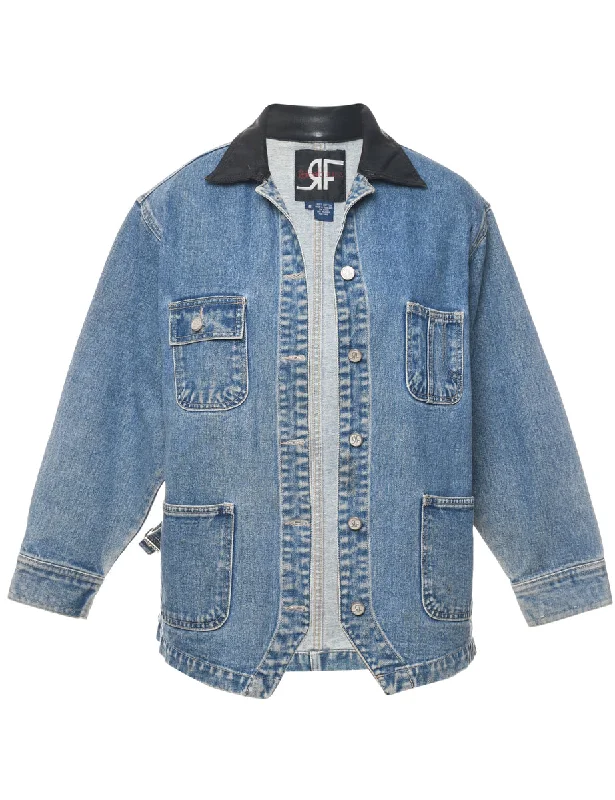 Rafaella 1990s Contrast Collar Denim Jacket - S Wool Jacket Cashmere Jacket Tweed Jacket Rafaella 1990s Contrast Collar Denim Jacket - S Wool Jacket Cashmere Jacket Tweed Jacket