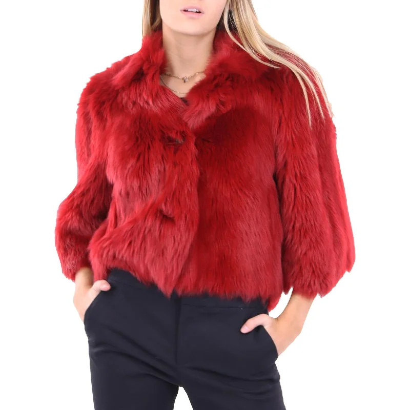 Red Valentino Womens Fur Reversible Soft Shell Jacket Tailored Jacket Straight Jacket A-Line Jacket Red Valentino Womens Fur Reversible Soft Shell Jacket Tailored Jacket Straight Jacket A-Line Jacket