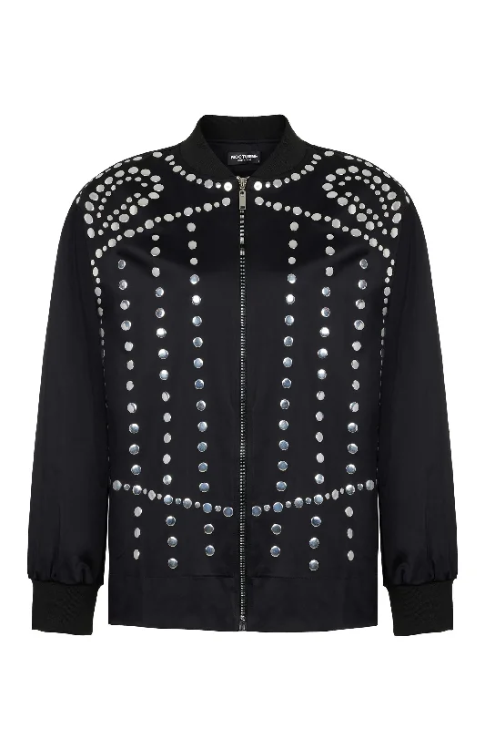 Satin Full Zip Jacket Zip Front Button Front Snap Front