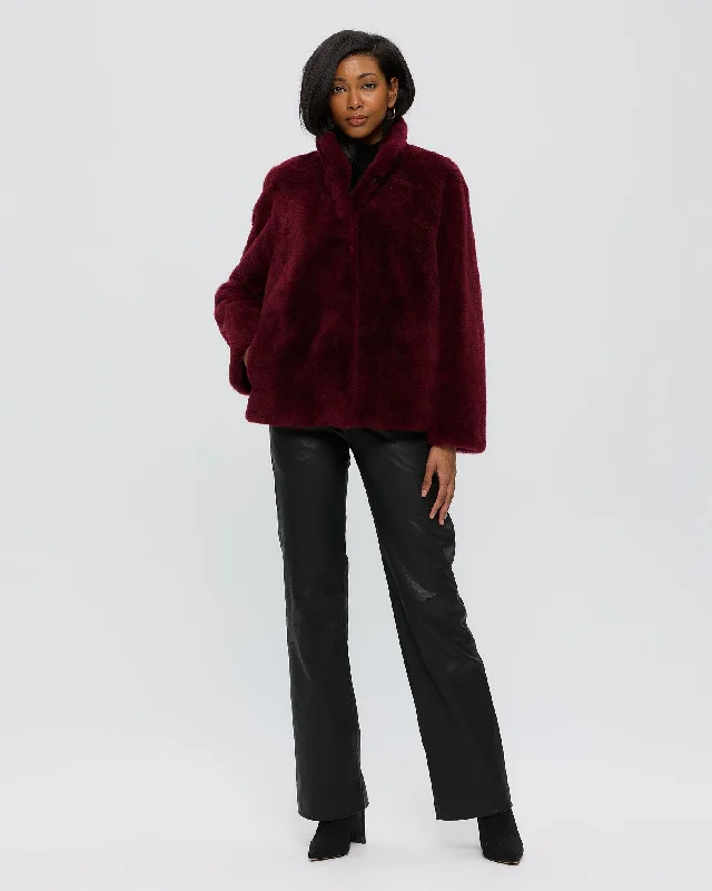 SHEARED CASHMERE GOAT JACKET Tiered Jacket Buttoned Jacket Zippered Jacket