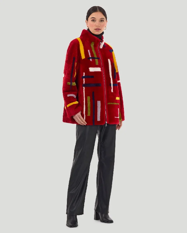 Select Shearling Lamb Zipper Jacket Reversible To Poly-Taffeta Tailored Jacket Straight Jacket A-Line Jacket Select Shearling Lamb Zipper Jacket Reversible To Poly-Taffeta Tailored Jacket Straight Jacket A-Line Jacket