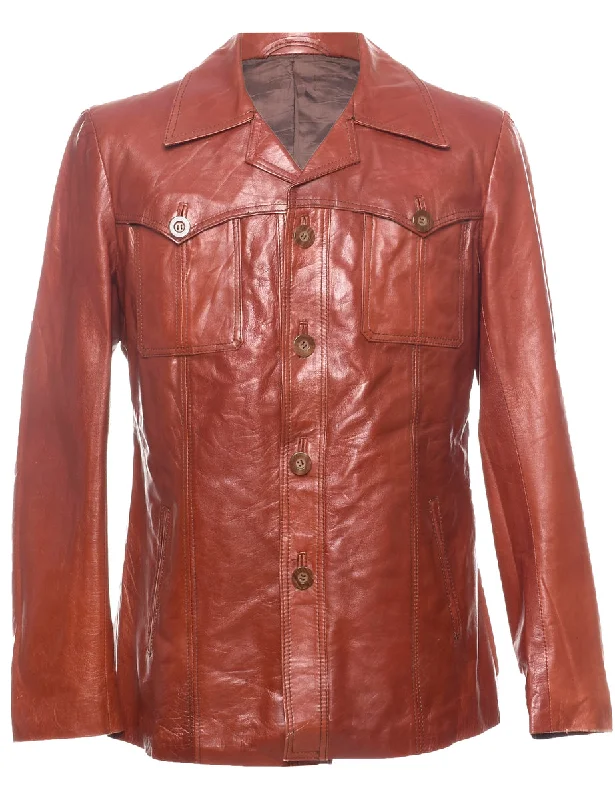 Single Breasted Classic Brown Leather Jacket - L Toggled Jacket Drawstring Jacket Belted Jacket Single Breasted Classic Brown Leather Jacket - L Toggled Jacket Drawstring Jacket Belted Jacket