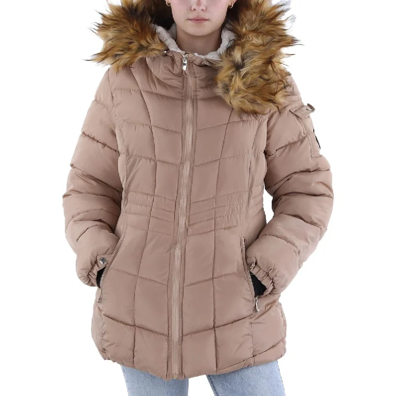 Steve Madden Womens Faux Fur Trim Quilted Puffer Jacket V-Neck Jacket Boat Neck Jacket Square Neck Jacket Steve Madden Womens Faux Fur Trim Quilted Puffer Jacket V-Neck Jacket Boat Neck Jacket Square Neck Jacket
